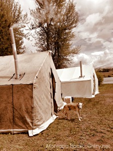 photo of canvas wall tents in Montana camping