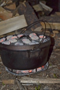 hot coals on Dutch oven cooking